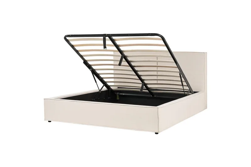 Dubbelsäng Moissac med lamellram Beige-Svart, 180x200 cm, Beige-Svart, 180x200 cm