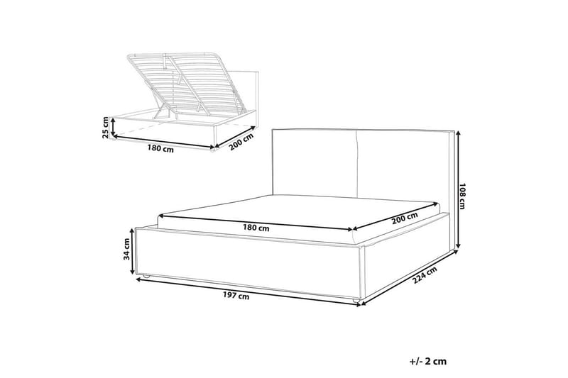 Dubbelsäng Moissac med lamellram Beige-Svart, 180x200 cm - Beige-Svart, 180x200 cm - Möbler - Sovrum - Sängar - Sängar med förvaring