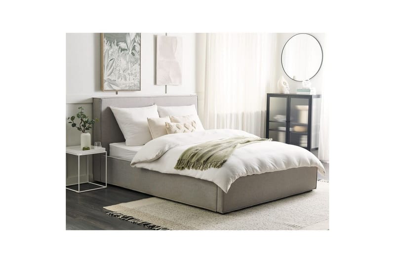 Dubbelsäng Moissac med lamellram Grå-Svart, 160x200 cm - Grå-Svart, 160x200 cm - Möbler - Sovrum - Sängar - Sängar med förvaring