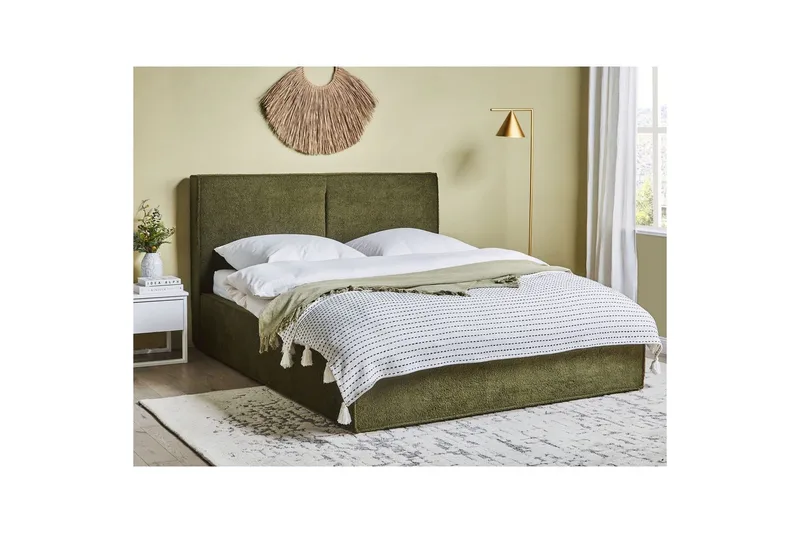 Dubbelsäng Moissac med lamellram Grön-Svart, 160x200 cm - Grön-Svart, 160x200 cm - Möbler - Sovrum - Sängar - Sängar med förvaring