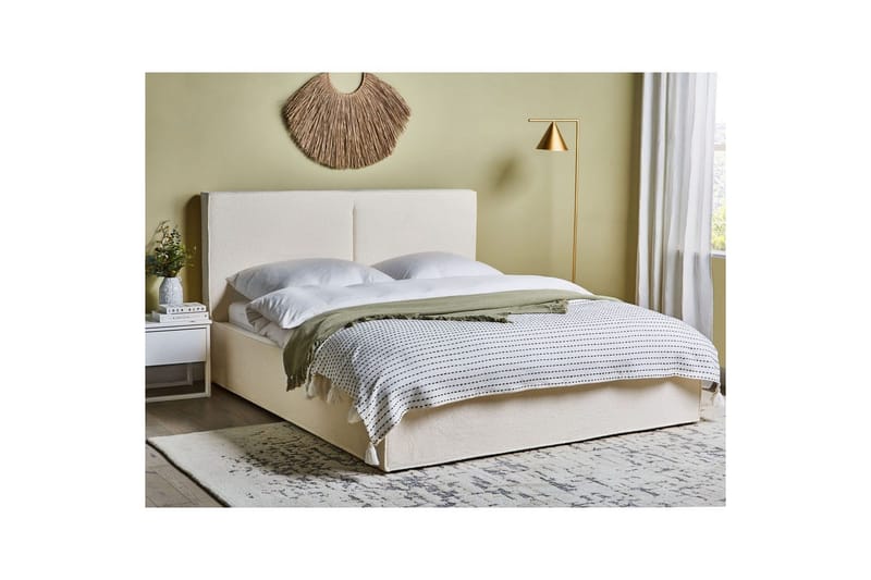 Dubbelsäng Moissac med lamellram Vit-Svart, 160x200 cm - Vit-Svart, 160x200 cm - Möbler - Sovrum - Sängar - Sängar med förvaring