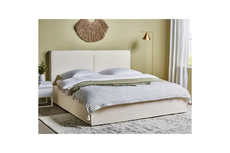 Dubbelsäng Moissac med lamellram Vit-Svart, 180x200 cm - Vit-Svart, 180x200 cm - Möbler - Sovrum - Sängar - Sängar med förvaring