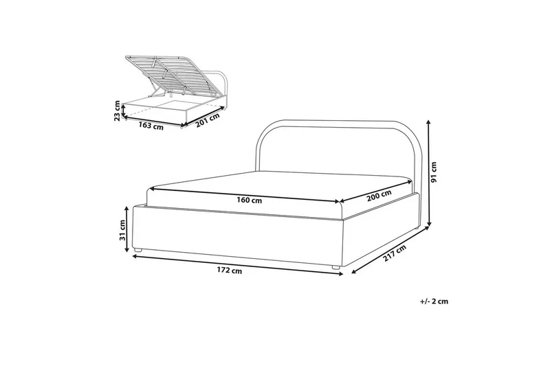 Dubbelsäng Quillien med förvaring 160x200 cm - 160x200 cm - Möbler - Sovrum - Sängar - Sängar med förvaring