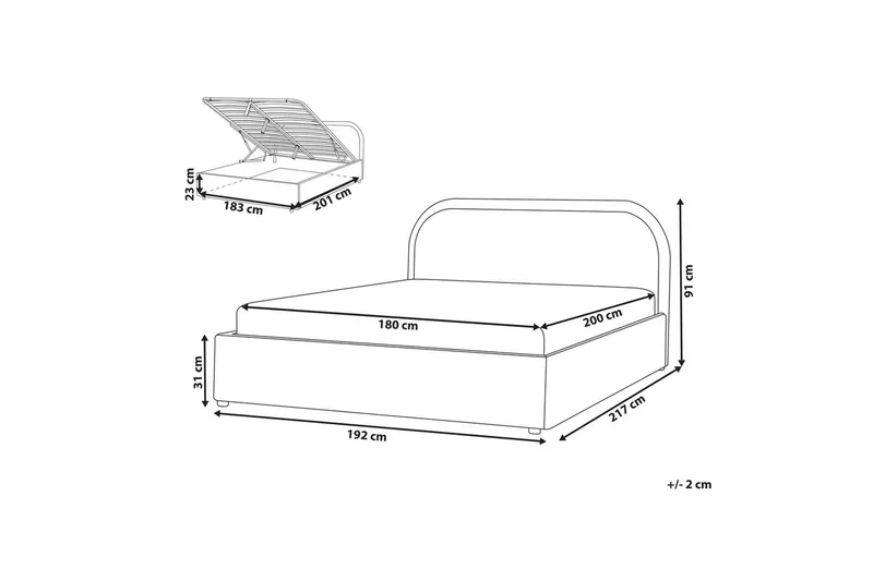 Dubbelsäng Quillien med förvaring 180x200 cm - 180x200 cm - Möbler - Sovrum - Sängar - Sängar med förvaring