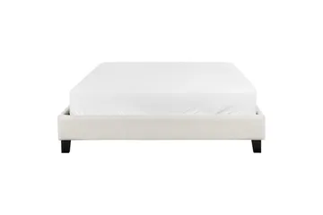 Dubbelsäng Roanne med lamellram Beige-Mörkt Trä, 140x200 cm, Polyester - Beige-Mörkt Trä, 140x200 cm, Polyester - Möbler - Sovrum - Sängar - Ramsäng