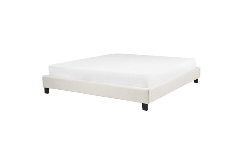 Dubbelsäng Roanne med lamellram Beige-Mörkt Trä, 180x200 cm, Bouclé - Beige-Mörkt Trä, 180x200 cm, Bouclé - Möbler - Sovrum - Sängar - Ramsäng