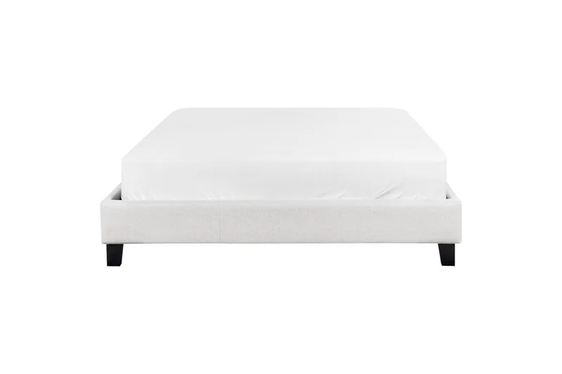 Dubbelsäng Roanne med lamellram Grå-Mörkt Trä, 140x200 cm, Polyester - Grå-Mörkt Trä, 140x200 cm, Polyester - Möbler - Sovrum - Sängar - Ramsäng