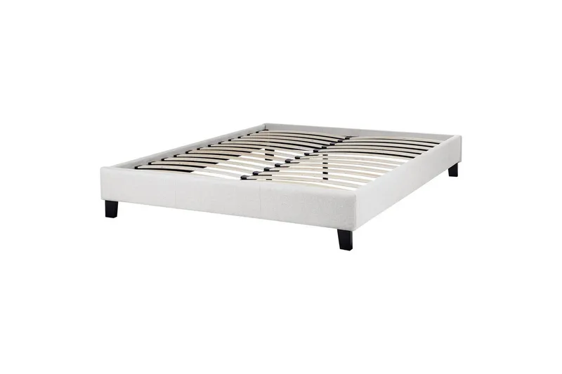 Dubbelsäng Roanne med lamellram Grå-Mörkt Trä, 140x200 cm, Polyester - Grå-Mörkt Trä, 140x200 cm, Polyester - Möbler - Sovrum - Sängar - Ramsäng