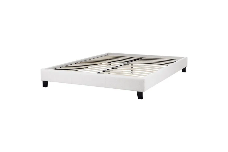 Dubbelsäng Roanne med lamellram Grå-Mörkt Trä, 160x200 cm, Polyester - Grå-Mörkt Trä, 160x200 cm, Polyester - Möbler - Sovrum - Sängar - Ramsäng