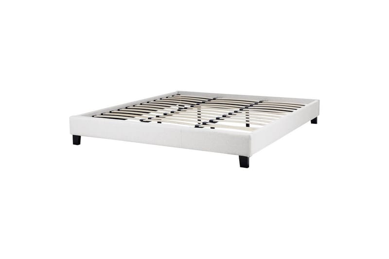 Dubbelsäng Roanne med lamellram Grå-Mörkt Trä, 180x200 cm, Polyester - Grå-Mörkt Trä, 180x200 cm, Polyester - Möbler - Sovrum - Sängar - Ramsäng