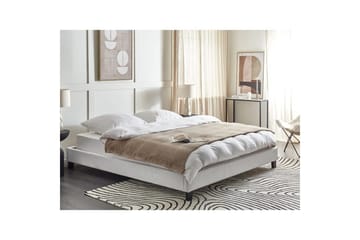 Dubbelsäng Roanne med lamellram Grå-Mörkt Trä, 180x200 cm, Polyester - Grå-Mörkt Trä, 180x200 cm, Polyester - Möbler - Sovrum - Sängar - Ramsäng
