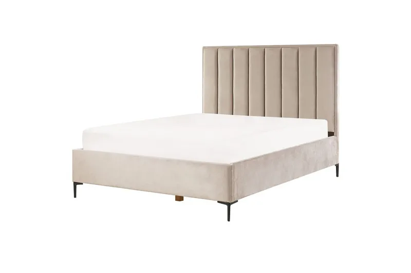 Dubbelsäng Sezanne med förvaring Beige-Grå-Svart, 160x200 cm - Beige-Grå-Svart, 160x200 cm - Möbler - Sovrum - Sängar - Sängar med förvaring