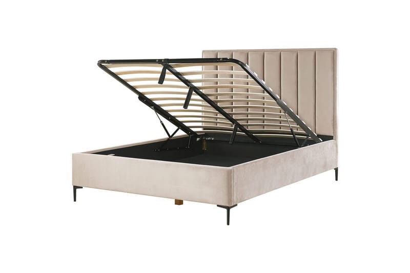 Dubbelsäng Sezanne med förvaring Beige-Grå-Svart, 160x200 cm, Beige-Grå-Svart, 160x200 cm