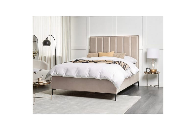 Dubbelsäng Sezanne med förvaring Beige-Grå-Svart, 180x200 cm - Beige-Grå-Svart, 180x200 cm - Möbler - Sovrum - Sängar - Sängar med förvaring