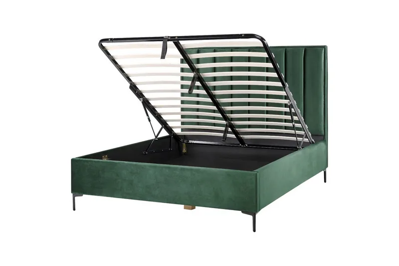 Dubbelsäng Sezanne med förvaring Grön-Svart, 160x200 cm - Grön-Svart, 160x200 cm - Möbler - Sovrum - Sängar - Sängar med förvaring