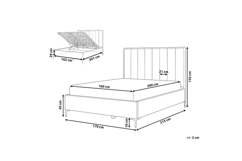 Dubbelsäng Sezanne med förvaring Grön-Svart, 160x200 cm - Grön-Svart, 160x200 cm - Möbler - Sovrum - Sängar - Sängar med förvaring