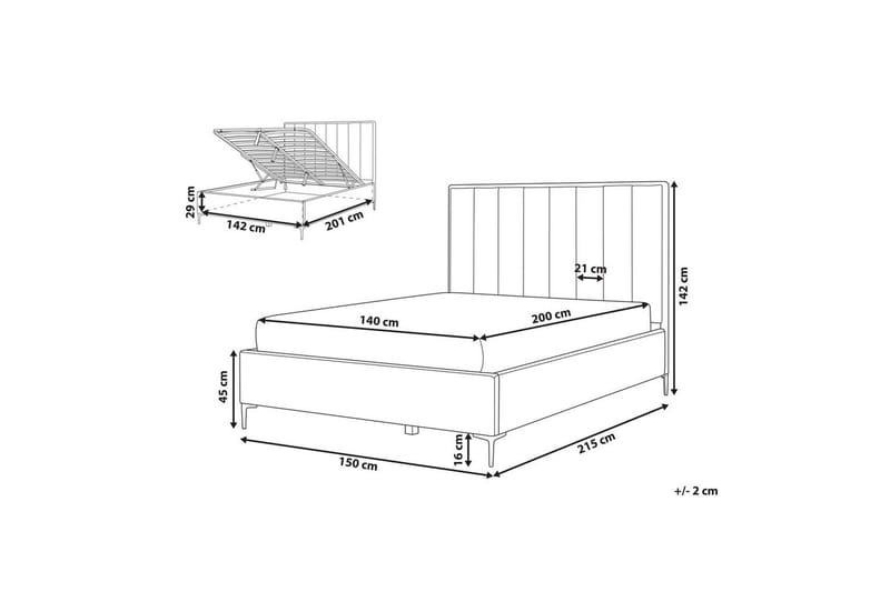 Dubbelsäng Sezanne med lamellram Vit-Svart, 140x200 cm - Vit-Svart, 140x200 cm - Möbler - Sovrum - S ängar - Sängar med förvaring