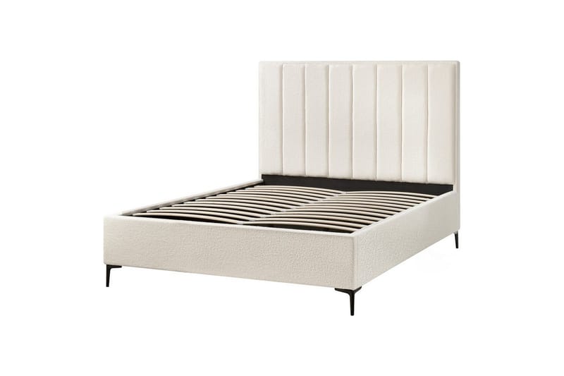 Dubbelsäng Sezanne med lamellram Vit-Svart, 160x200 cm - Vit-Svart, 160x200 cm - Möbler - Sovrum - Sängar - Sängar med förvaring