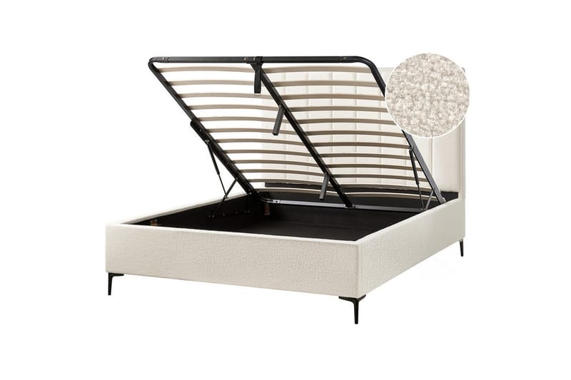 Dubbelsäng Sezanne med lamellram Vit-Svart, 160x200 cm, Vit-Svart, 160x200 cm