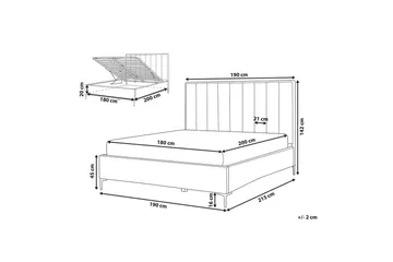 Dubbelsäng Sezanne med lamellram Vit-Svart, 180x200 cm - Vit-Svart, 180x200 cm - Möbler - Sovrum - Sängar - Sängar med förvaring