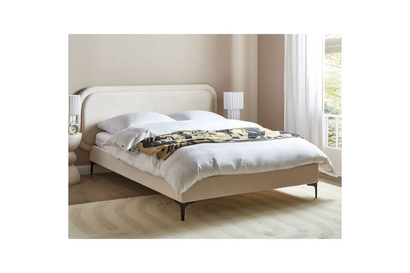 Dubbelsäng Suzette med lamellram Ljusbeige, 160x200 cm - Ljusbeige, 160x200 cm - Möbler - Sovrum - Sängar - Ramsäng