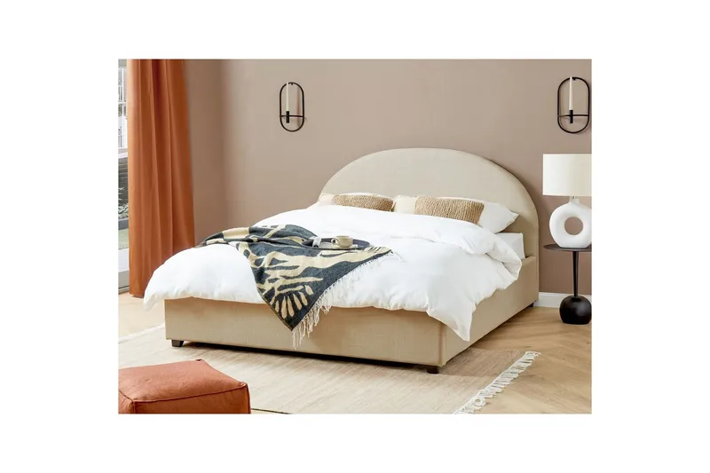 Dubbelsäng Vaucluse med förvaring Beige, 160x200 cm, Polyester - Beige, 160x200 cm, Polyester - Möbler - Sovrum - Sängar - Sängar med förvaring