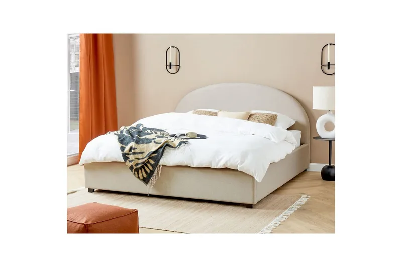 Dubbelsäng Vaucluse med förvaring Beige, 180x200 cm, Polyester - Beige, 180x200 cm, Polyester - Möbler - Sovrum - Sängar - Sängar med förvaring