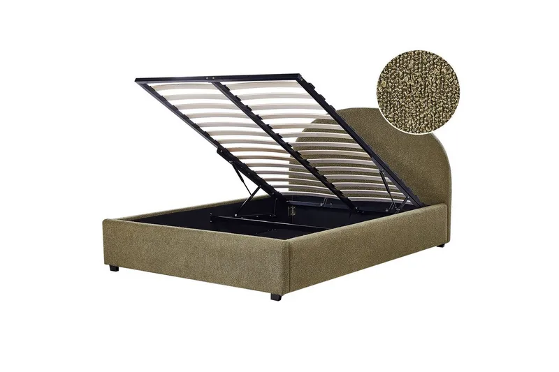 Dubbelsäng Vaucluse med förvaring Grön, 140x200 cm, Bouclé, Grön, 140x200 cm, Bouclé