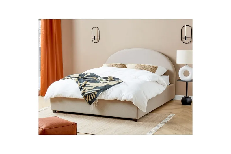 Dubbelsäng Vaucluse med förvaring Ljusbeige, 160x200 cm, Polyester - Ljusbeige, 160x200 cm, Polyester - Möbler - Sovrum - Sängar - Sängar med förvaring