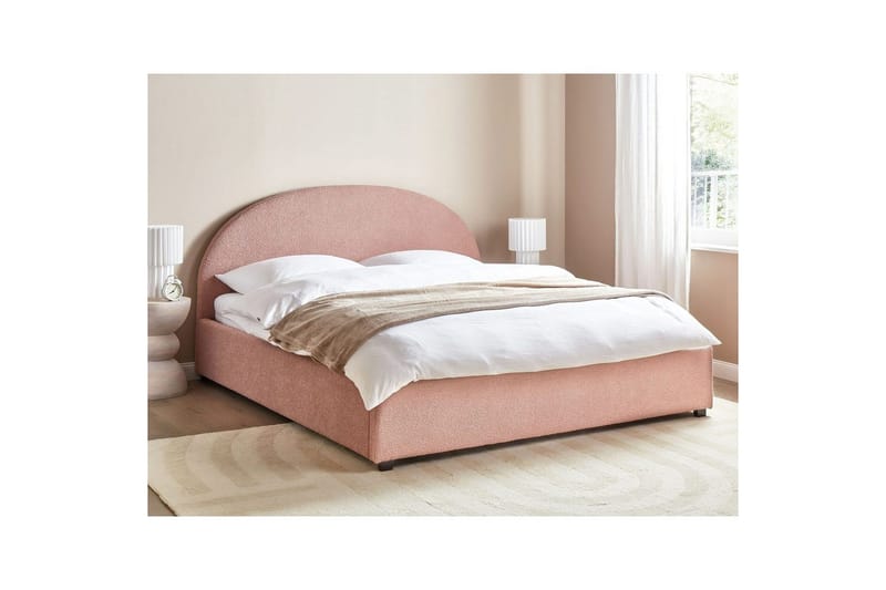Dubbelsäng Vaucluse med förvaring Rosa, 180x200 cm, Bouclé - Rosa, 180x200 cm, Bouclé - Möbler - Sovrum - Sängar - Sängar med förvaring