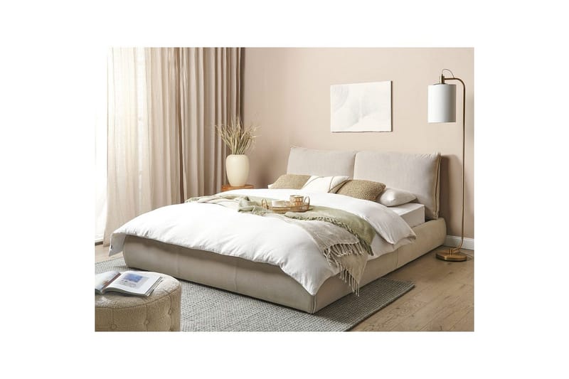 Dubbelsäng Vinay med lamellram Beige, 160x200 cm - Beige, 160x200 cm - Möbler - Sovrum - Sängar - Ramsäng