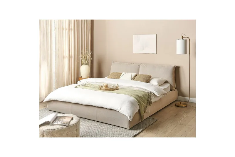 Dubbelsäng Vinay med lamellram Beige, 180x200 cm - Beige, 180x200 cm - Möbler - Sovrum - Sängar - Ramsäng