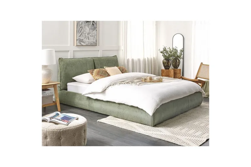 Dubbelsäng Vinay med lamellram Grön, 160x200 cm - Grön, 160x200 cm - Möbler - Sovrum - Sängar - Ramsäng