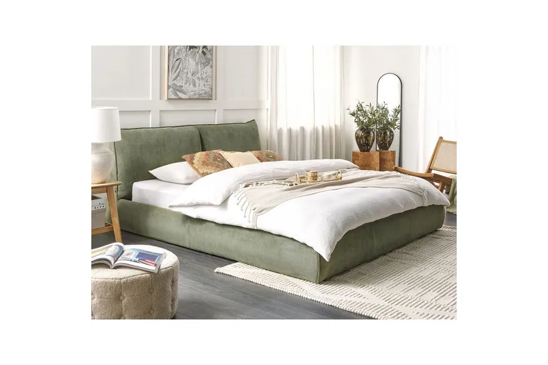 Dubbelsäng Vinay med lamellram Grön, 180x200 cm - Grön, 180x200 cm - Möbler - Sovrum - Sängar - Ramsäng