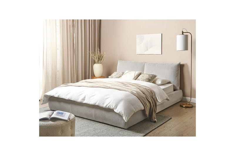 Dubbelsäng Vinay med lamellram Ljusbeige, 160x200 cm - Ljusbeige, 160x200 cm - Möbler - Sovrum - Sängar - Ramsäng