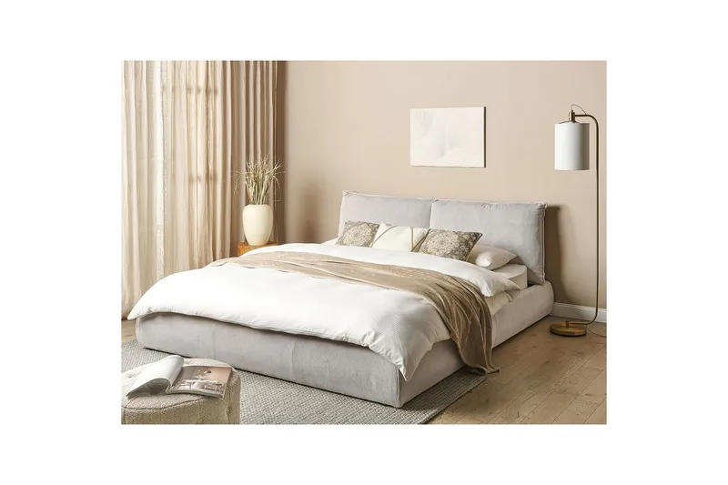 Dubbelsäng Vinay med lamellram Ljusbeige, 180x200 cm - Ljusbeige, 180x200 cm - Möbler - Sovrum - Sängar - Ramsäng