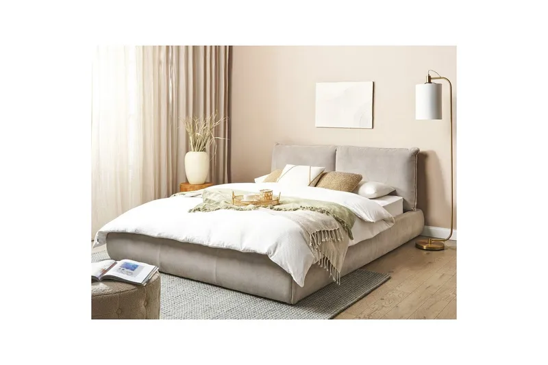 Dubbelsäng Vinay med lamellram Taupe, 160x200 cm - Taupe, 160x200 cm - Möbler - Sovrum - Sängar - Ramsäng