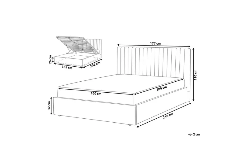 Dubbelsäng Vion med förvaring 160x200 cm - 160x200 cm - Möbler - Sovrum - Sängar - Sängar med förvaring