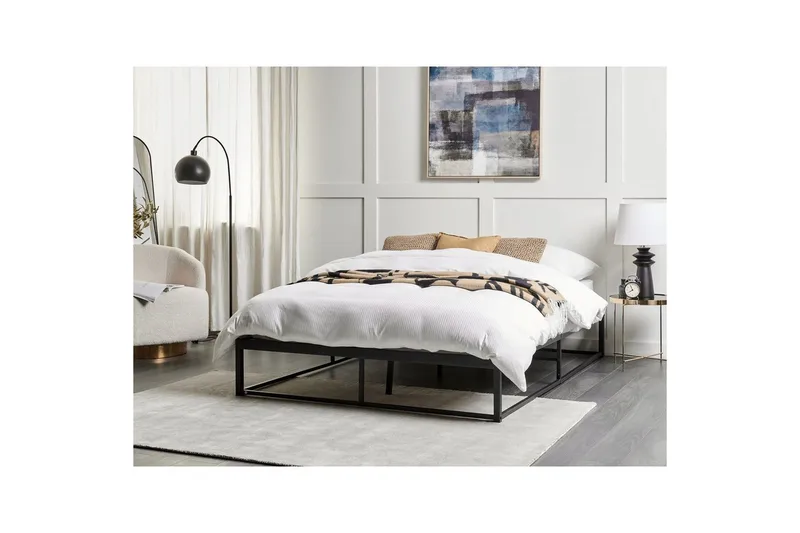 Dubbelsäng Viry med lamellram Svart, 140x200 cm - Svart, 140x200 cm - Möbler - Sovrum - Sängar - Ramsäng