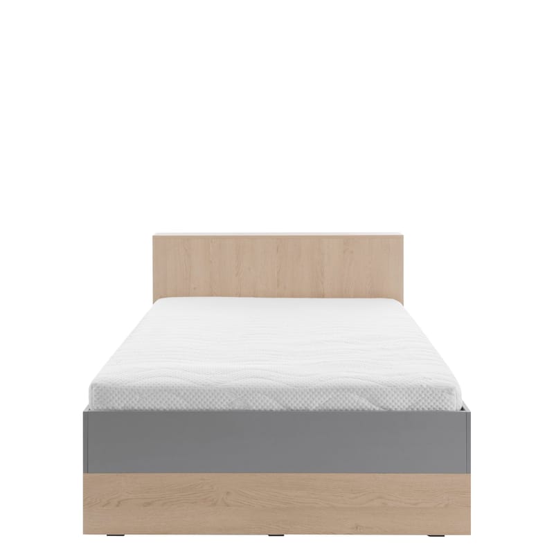 Edson Komplett Sängpaket med Förvaring 120x200 cm i Trä med Sänggavel + Bäddmadrass med Tygram, Vit
