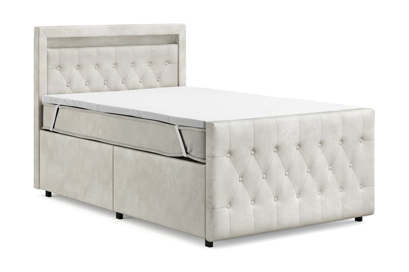 ELIO Light Sängpaket 120x200 med Förvaring LED-belysning - Beige - Möbler - Sovrum - Sängar - Komplett Sängpaket