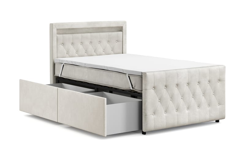 ELIO Light Sängpaket 120x200 med Förvaring LED-belysning - Beige - Möbler - Sovrum - Sängar - Komplett Sängpaket