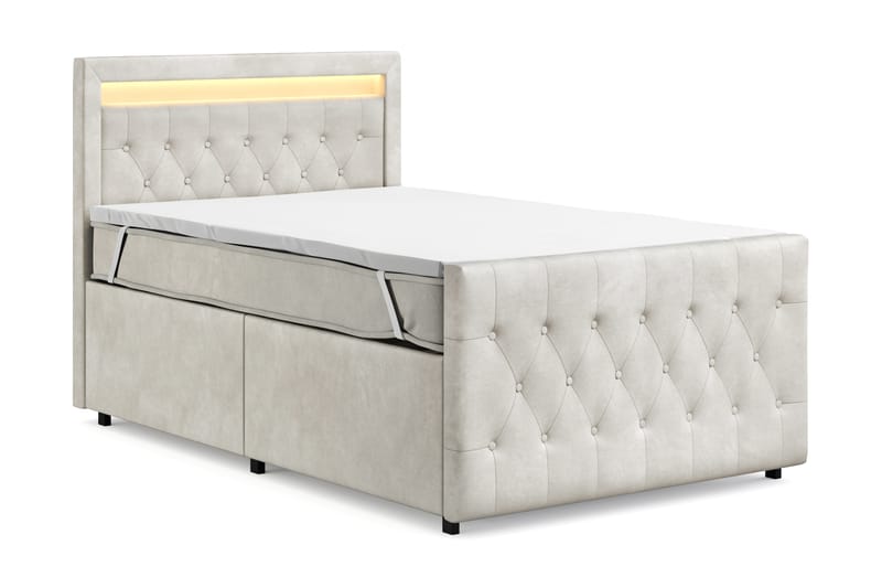 ELIO Light Sängpaket 120x200 med Förvaring LED-belysning - Beige - Möbler - Sovrum - Sängar - Komplett Sängpaket
