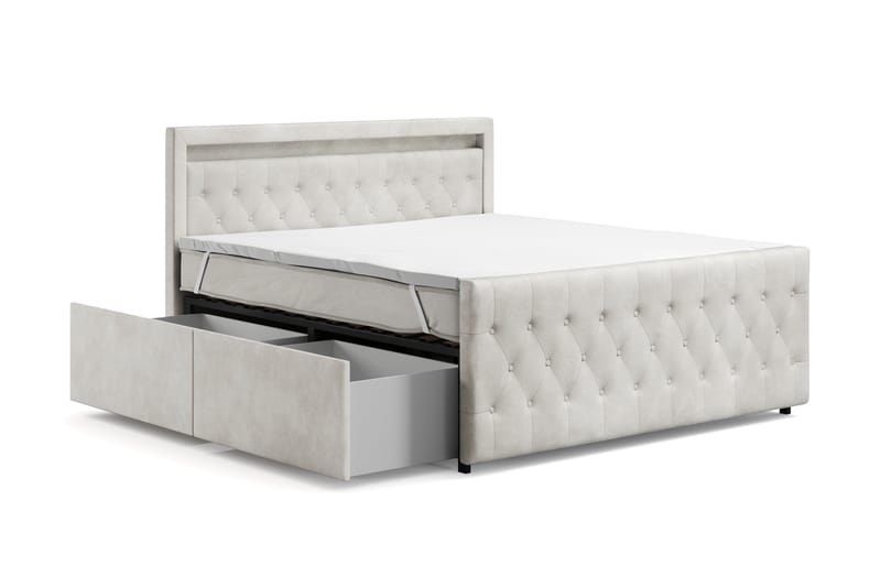 ELIO Light Sängpaket 180x200 med Förvaring LED-belysning - Beige - Möbler - Sovrum - Sängar - Komplett Sängpaket