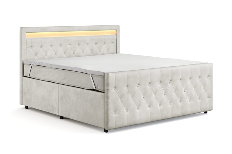ELIO Light Sängpaket 180x200 med Förvaring LED-belysning - Beige - Möbler - Sovrum - Sängar - Komplett Sängpaket