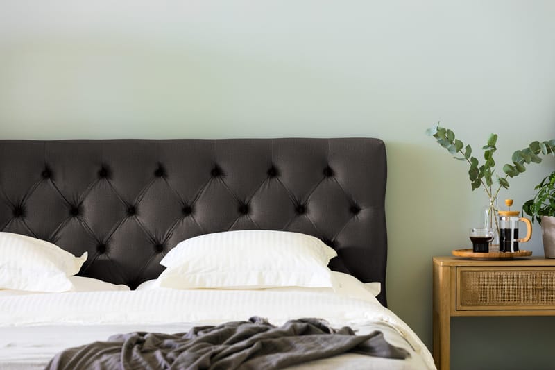 Ella Sängpaket 160x200 cm Djuphäftad Gavel - Mörkgrå/Sammet - Möbler - Sovrum - Sängar - Komplett Sängpaket