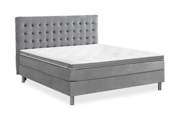 Ella Sängpaket 180x200 cm Rutig Gavel - Ljusgrå/Sammet - Möbler - Sovrum - Sängar - Komplett Sängpaket