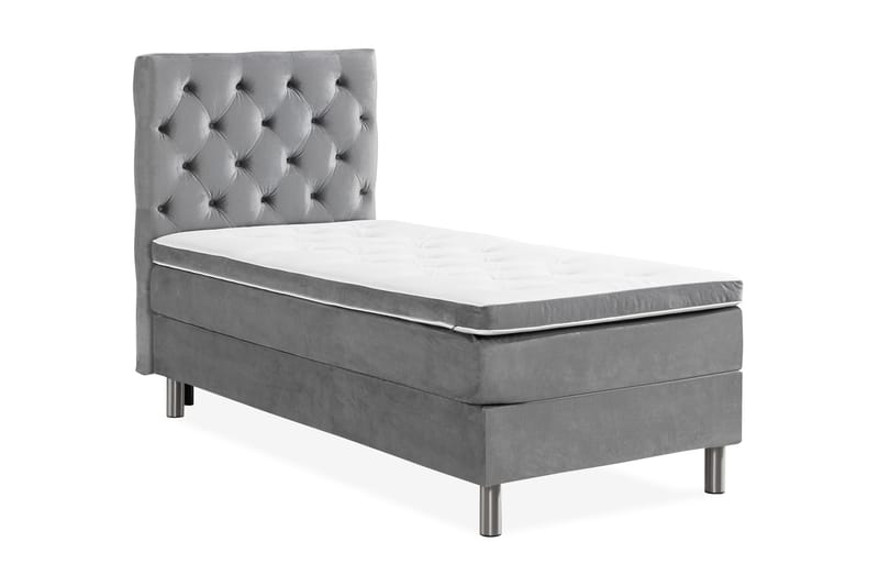 Ella Sängpaket 90x200 cm Djuphäftad Gavel - Ljusgrå/Sammet - Möbler - Sovrum - Sängar - Komplett Sängpaket