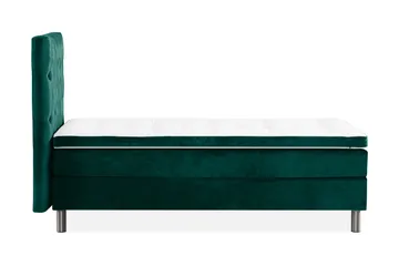 Ella Sängpaket 90x200 cm Djuphäftad Gavel - Mörkgrön/Sammet - Möbler - Sovrum - Sängar - Komplett Sängpaket