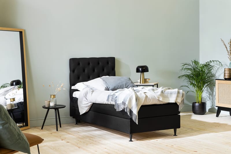 Ella Sängpaket 90x200 cm Djuphäftad Gavel - Svart - Möbler - Sovrum - Sängar - Komplett Sängpaket